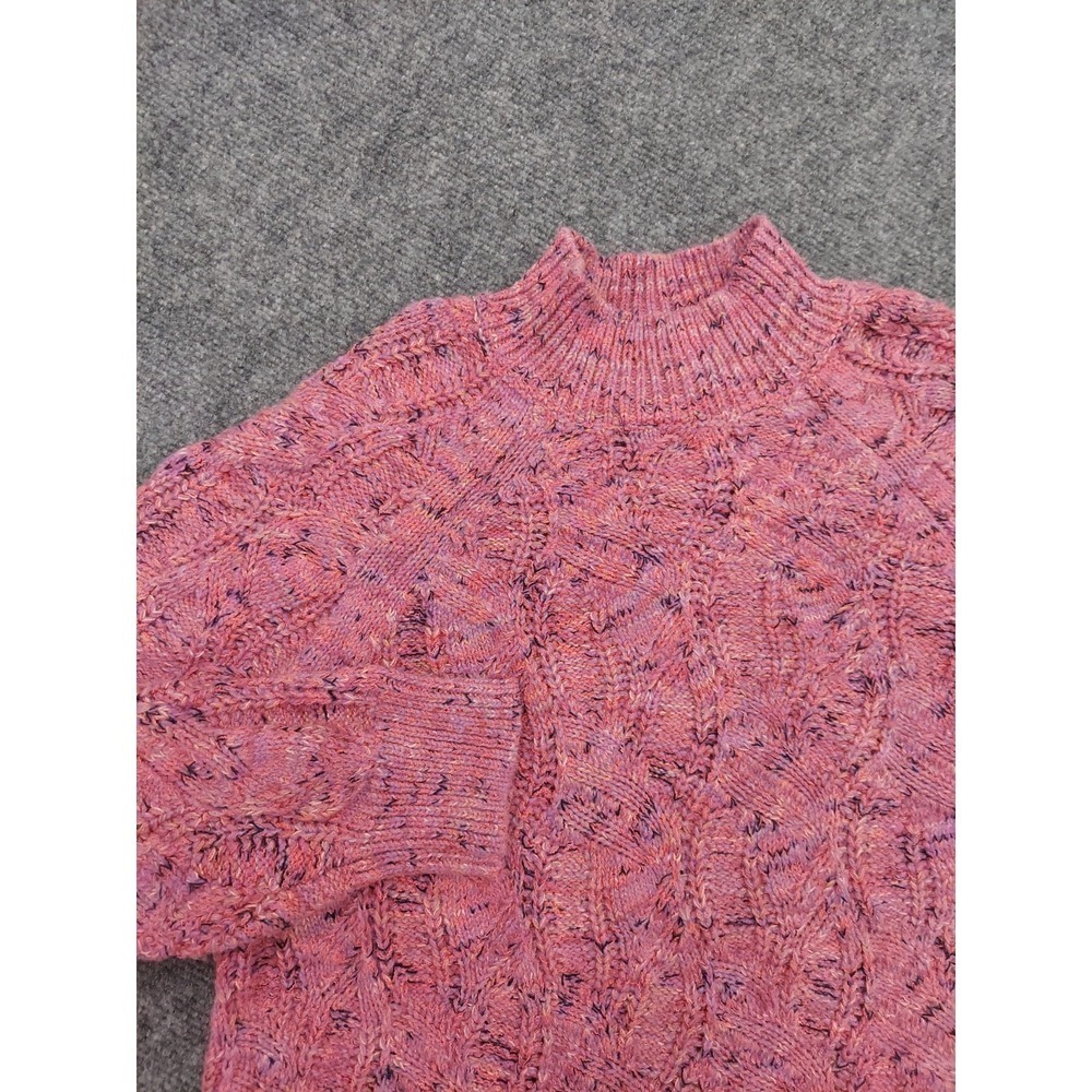 J Jill Sweater Womens Medium Pink Speckled Textured Cable Mock Neck Wearever
